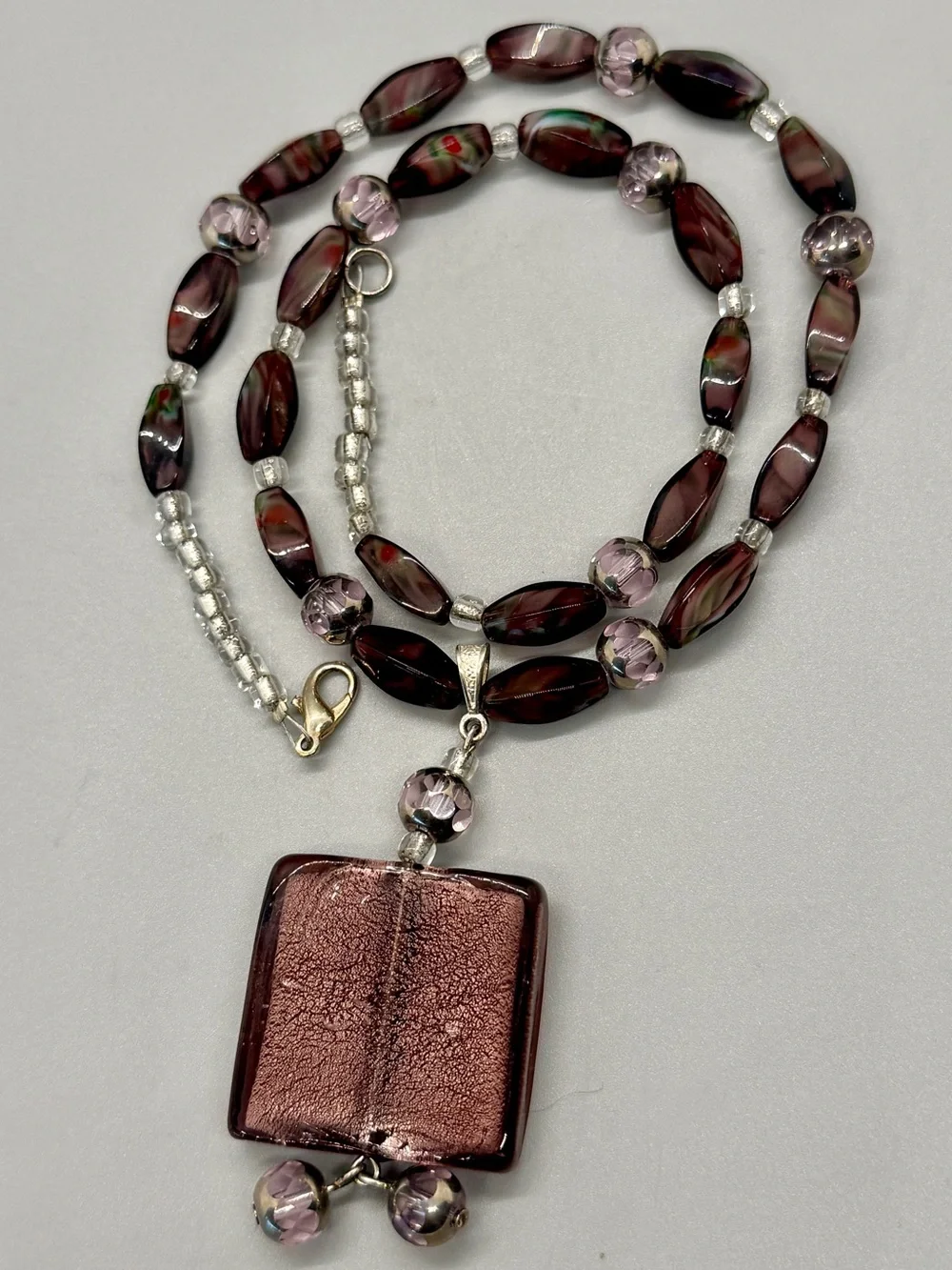 EUC Vintage Art Glass Beaded Necklace